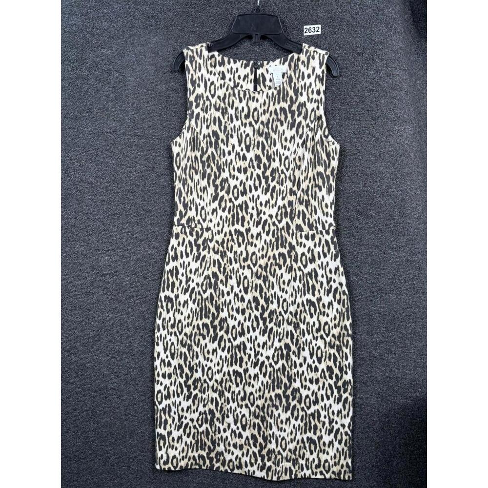 Chico's Fit & Flare Leopard Print Dress Womens Size 1 US M/8 Tan Sleeveless